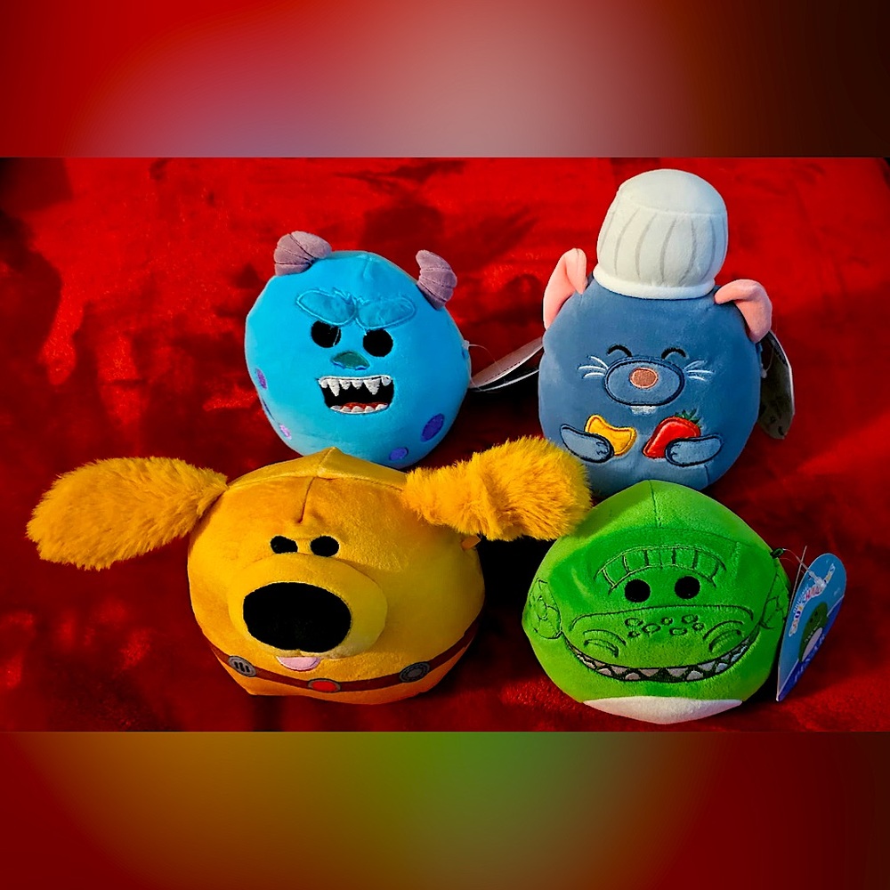 Set of 4 Disney Pixar Squishmallows (Dug, Sully, Remy & Rex (5”-7”)